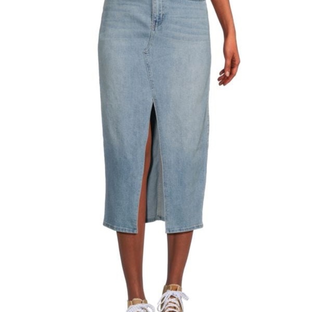 Slit Denim Midi Skirt